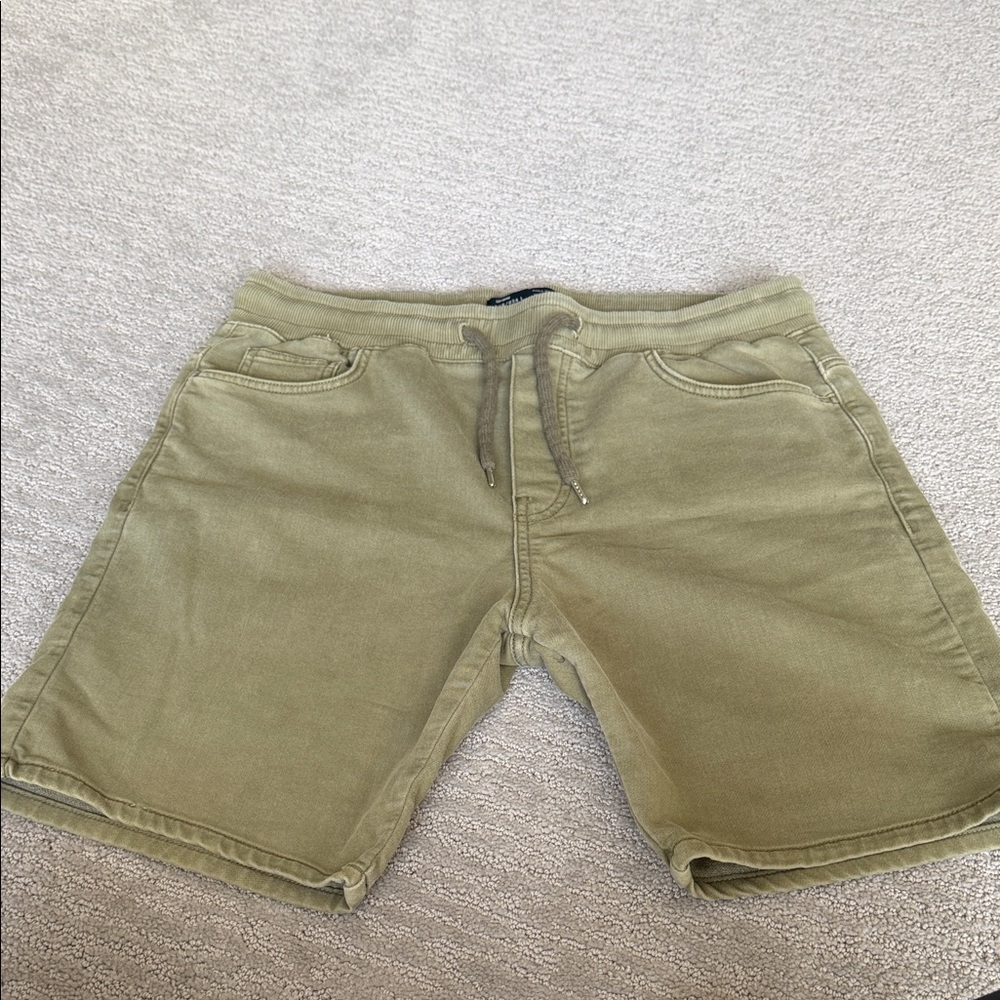Men's Olive Green Drawstring Casual Shorts Zara Men